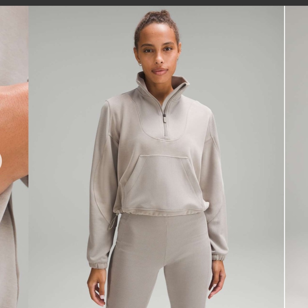 Lululemon Brushed Softstreme Ribbed set, Zip Flared Pant sz 8 & Half Zip sz 6 - Picture 2 of 12
